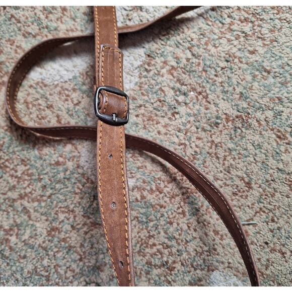 Black velvet Roses Brown Suede Leather Pockets Adjustable Strap Crossbody - Picture 3 of 6